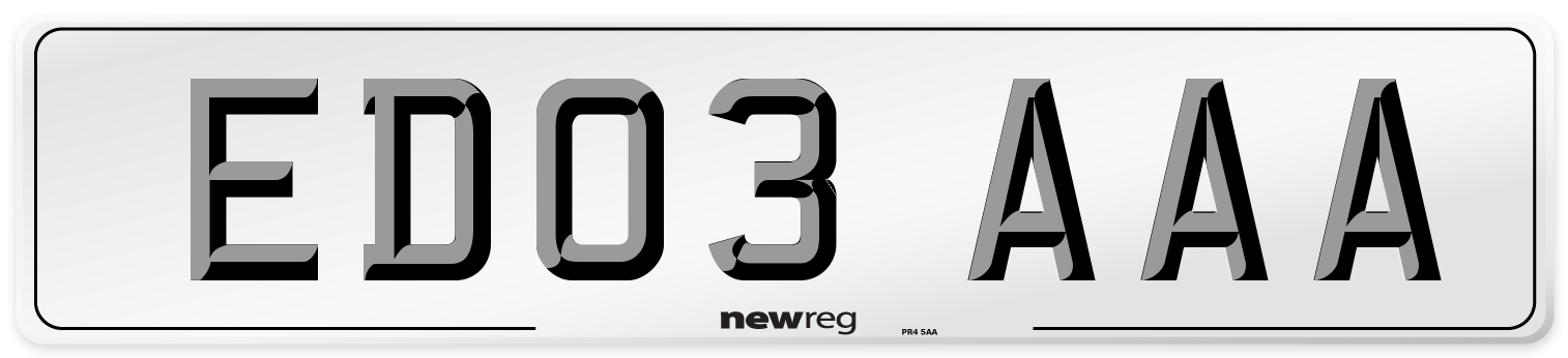 ED03 AAA Number Plate from New Reg